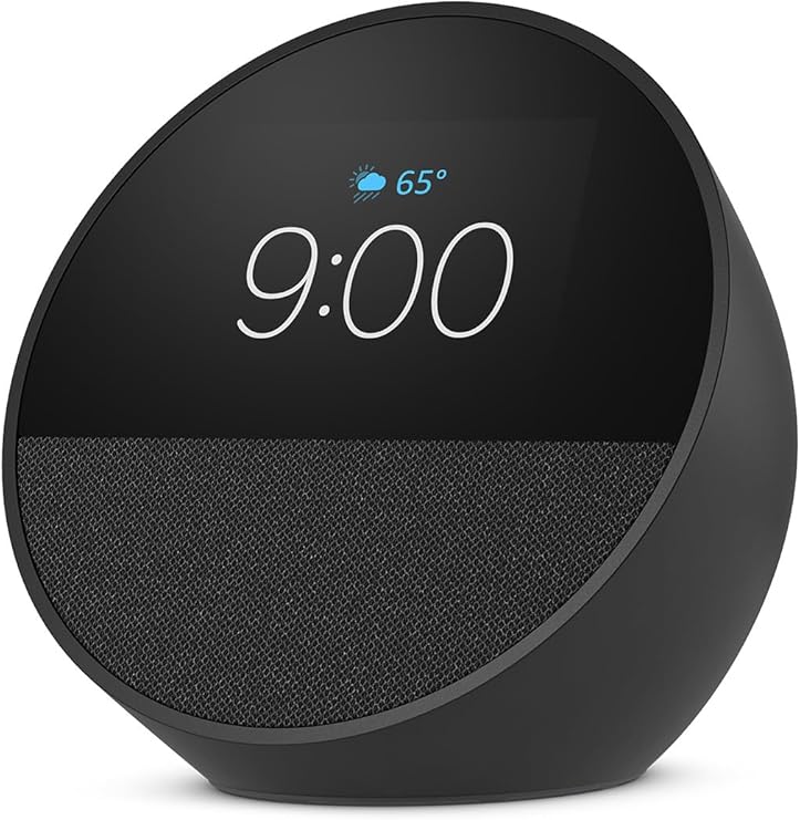 amazon echo spot smart alarm clock with alexa – black amazon echo spot smart alarm clock with alexa – black