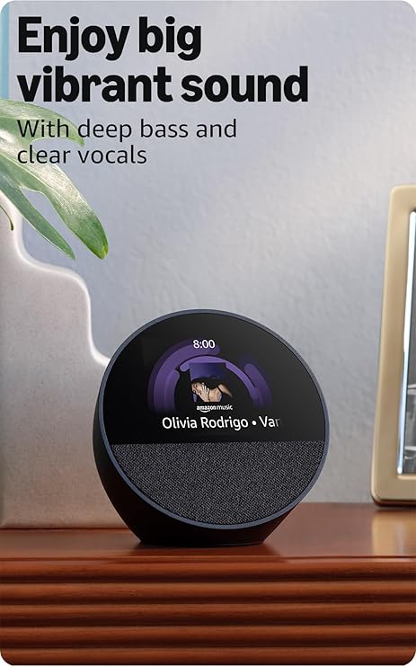 amazon echo spot smart alarm clock with alexa – black amazon echo spot smart alarm clock with alexa – black